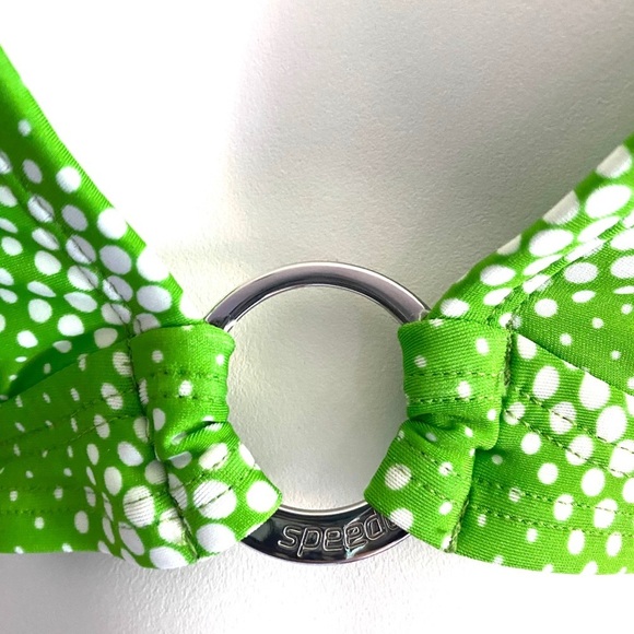 SPEEDO lime green polkadot bikini halter top-various - Picture 2 of 7
